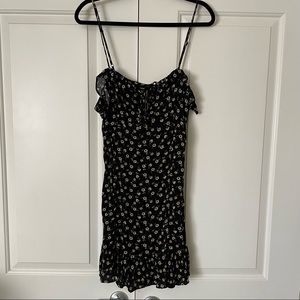 Free People black floral slip dress with buttons on the side